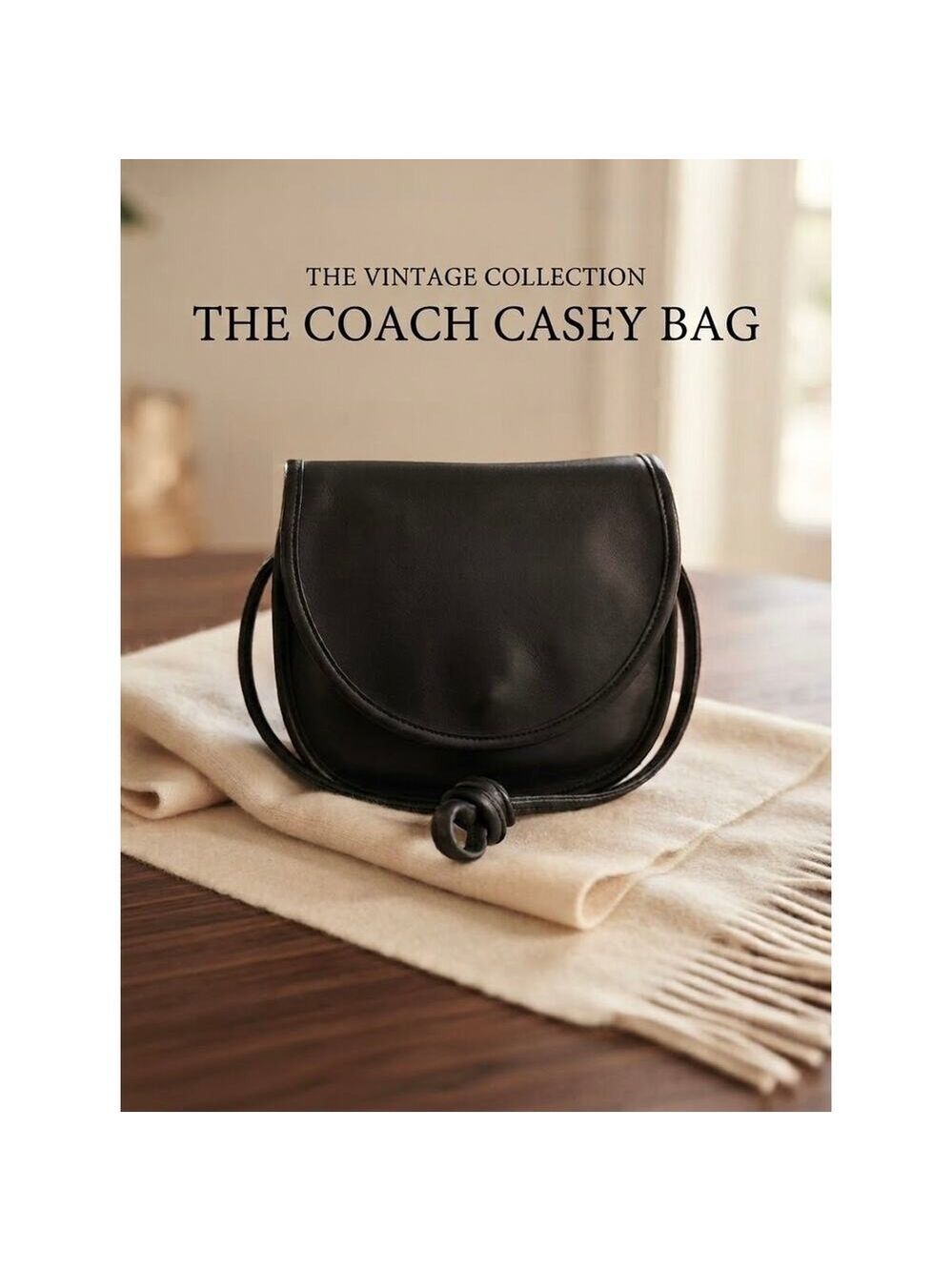 Vintage Coach Black Leather Casey Saddle Bag Crossbody Purse